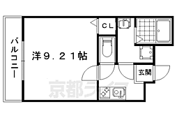 JR山陰本線 円町駅 徒歩8分の賃貸マンション 3階1Kの間取り
