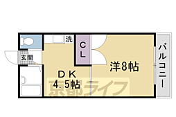 JR山陰本線 嵯峨嵐山駅 徒歩13分の賃貸マンション 3階1DKの間取り