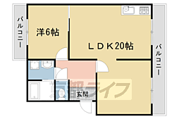 京都地下鉄東西線 太秦天神川駅 徒歩3分の賃貸マンション 4階1LDKの間取り