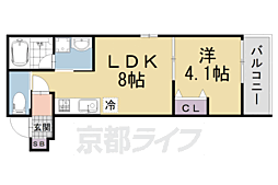 セレニティ伏見桃山 3階1LDKの間取り