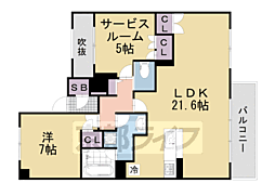 ライオンズ伏見桃山指月城 2階1SLDKの間取り