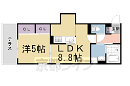 JR山陰本線 嵯峨嵐山駅 徒歩4分の賃貸アパート 1階1LDKの間取り