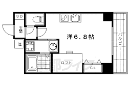 京都市営烏丸線 四条駅 徒歩6分の賃貸マンション 7階ワンルームの間取り