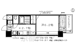 アクアプレイス京都東寺 4階1Kの間取り