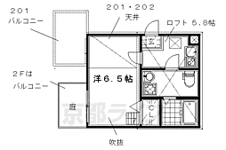 ベルビュー深草 1階1Kの間取り