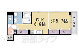 ヒカルサ京都梅津東 1DKの間取図画像