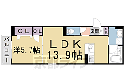 阪急京都本線 西院駅 徒歩9分の賃貸アパート 2階1LDKの間取り