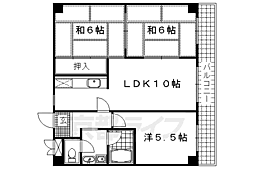 京都地下鉄東西線 太秦天神川駅 徒歩9分の賃貸マンション 5階3LDKの間取り