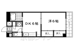 レジデンスオークラC棟 1DKの間取図画像