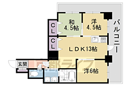 パレジット五条 3LDKの間取図画像