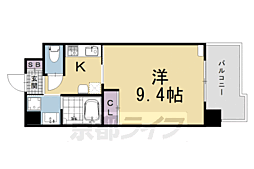 ヴァンボヌール 1Kの間取図画像