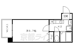 カーサ・ヴェルデ高辻 1Kの間取図画像