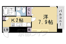 プレサンスNEO京都烏丸 1Kの間取図画像