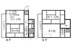 シャルマン衣笠金閣寺ハイツ 3DKの間取図画像