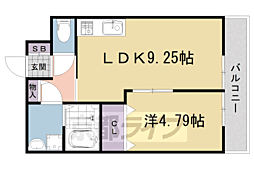 LIBERAL松里 1LDKの間取図画像