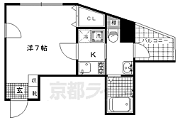 クレストコート二条城北 1Kの間取図画像