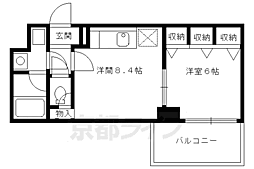プラネシア星の子四条烏丸 1LDKの間取図画像