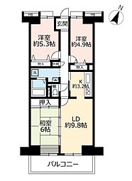 UR都市機構白鳥パークハイツ大宝3号棟 3LDKの間取図画像