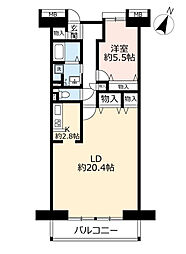 UR都市機構白鳥パークハイツ大宝9号棟 1LDKの間取図画像