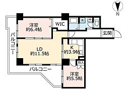 UR都市機構アーバニア千代田 2LDKの間取図画像