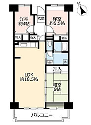 UR都市機構アーバニア鶴舞第2 3LDKの間取図画像