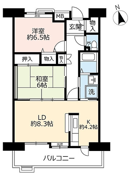 URアーバンラフレ虹ヶ丘中 ｜愛知県名古屋市名東区代万町3丁目(賃貸マンション2LDK・2階・65.33㎡)の写真 その2