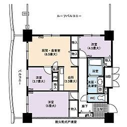 UR都市機構サンクレア池下1号棟 3LDKの間取図画像