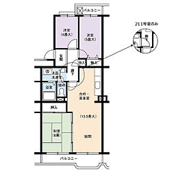 UR都市機構一社東 3LDKの間取図画像