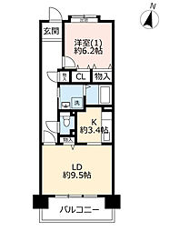 UR都市機構アーバンラフレ虹ケ丘西4号棟 1LDKの間取図画像