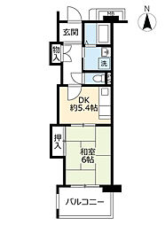 UR都市機構アーバンラフレ虹ケ丘南2号棟 2DKの間取図画像