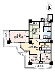 UR都市機構アーバンラフレ星ケ丘4号棟 3LDKの間取図画像
