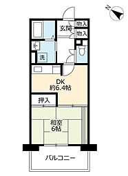 UR都市機構アーバンラフレ虹ケ丘南7号棟 1DKの間取図画像