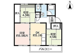 UR都市機構藤山台団地112棟 3DKの間取図画像
