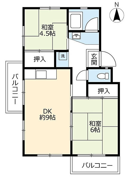 UR藤山台 ｜愛知県春日井市藤山台3丁目(賃貸マンション2DK・2階・44.90㎡)の写真 その2