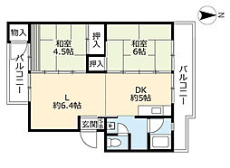 UR都市機構中央台団地209棟 2LDKの間取図画像