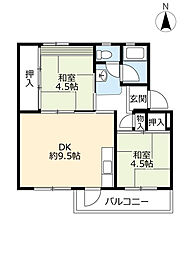 UR都市機構藤山台団地112棟 2DKの間取図画像