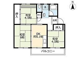 UR都市機構藤山台団地112棟 3DKの間取図画像
