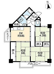 UR都市機構高座台団地104号棟 2LDKの間取図画像