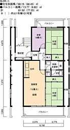 UR都市機構白山台1棟 3LDKの間取図画像
