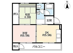 UR都市機構藤山台団地363棟 2DKの間取図画像