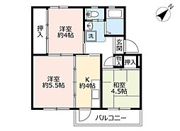 UR都市機構藤山台団地346棟 3Kの間取図画像