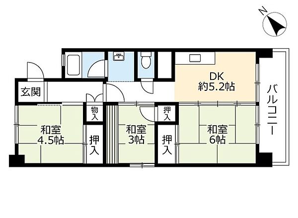 UR尾上 ｜愛知県名古屋市北区尾上町1丁目(賃貸マンション3DK・7階・52.97㎡)の写真 その2