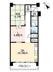 UR都市機構尾上団地6号棟 1LDKの間取図画像