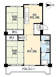 UR都市機構水草団地2号棟 2LDKの間取図画像