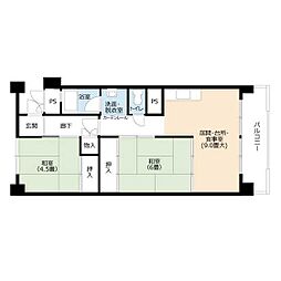 UR都市機構尾上団地6号棟 2LDKの間取図画像
