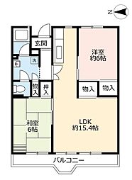 UR都市機構水草団地4号棟 2LDKの間取図画像