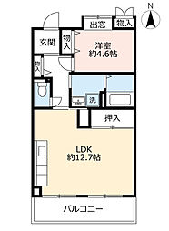 UR都市機構アーバンラフレ志賀6号棟 1LDKの間取図画像
