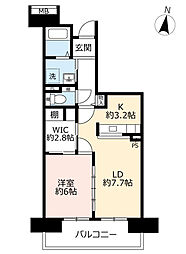UR都市機構アーバニア志賀公園三番街8号棟 1LDKの間取図画像
