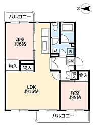 UR都市機構水草団地4号棟 2LDKの間取図画像