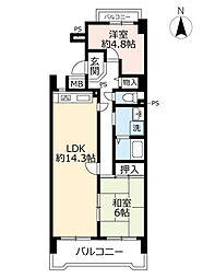 UR都市機構アーバンラフレ志賀12号棟 2LDKの間取図画像